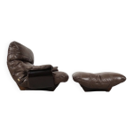 Fauteuil et ottoman marsala en cuir marron par michel ducaroy pour ligne roset Fauteuil et ottoman marsala en cuir marron par michel ducaroy pour ligne roset