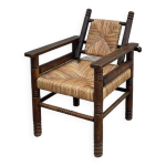 Fauteuil paill 1950 dlg dudouyt