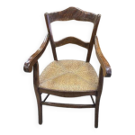 Fauteuil paille ancien en noyer du xix ème siecle n° 2 Fauteuil paille ancien en noyer du xix ème siecle n° 2