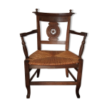 Fauteuil paille art populaire