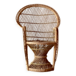Fauteuil paon miniature - grand fauteuil emmanuelle de poupe en rotin - 65 cm