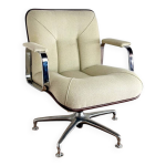 Fauteuil pivotant add form en tissu et piètement étoile chromé, années 70 Fauteuil pivotant add form en tissu et piètement étoile chromé, années 70