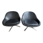 Fauteuil pivotant bo concept collection veneto en cuir noir Fauteuil pivotant bo concept collection veneto en cuir noir
