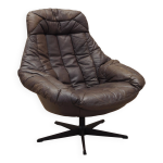 Fauteuil pivotant en cuir, design danois, annes 1960, designer : hw klein, manufa