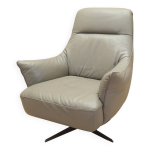 Fauteuil pivotant en cuir, design italien, annes 90, fabrication : natuzzi