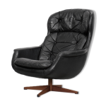 Fauteuil pivotant en cuir moderniste suédois de selig imperial, années 1970 Fauteuil pivotant en cuir moderniste suédois de selig imperial, années 1970