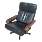 Magnifique fauteuil pivotant leolux au design vintage, fabriqu� en cuir marron / marron fonc� / noir ...