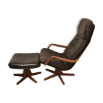 Fauteuil pivotant avec repose - pieds, berg forniture, danemark, annes 1970