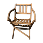 Fauteuil pliant en bois assise vintage