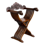 Fauteuil pliant vintage en bois sculpt�