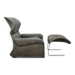 Fauteuil et pouf de giovanni offredi pour saporiti, annes 1970