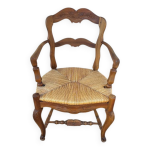 Fauteuil provencal paille en noyer