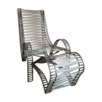 Fauteuil relax design 1980 + ottoman