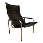 Fauteuil relax inclinable cuir noir design  hans eichenberger  1960.