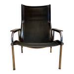 Fauteuil relax inclinable cuir noir design  hans eichenberger  1960.