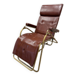 Fauteuil relax inclinable lama en cuir marron et structure tubulaire italie ann�es 1960 / 1970