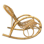 Fauteuil rocking chair en bambou vintage 1970