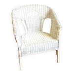 Fauteuil en rotin blanc vintage