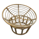 Fauteuil en rotin rond type laveuse annes 70