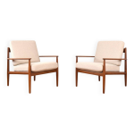 Fauteuils de salon danois en teck du milieu du sicle par grete jalk pour france & son, annes 1960
