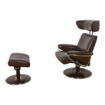 Fauteuil de salon ergonomique avec pouf modèle stressless d'ekornes, années 2000, lot de 2 Fauteuil de salon ergonomique avec pouf modèle stressless d'ekornes, années 2000, lot de 2
