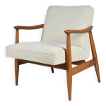 Fauteuil scandinave restaur  kedzior , annes 60, corde crme, teck