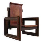 Fauteuil sculptural vintage en cuir d'anacleto spazzapan, italie, annes 1970