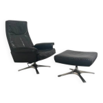 Fauteuil de sede en cuir noir avec repose - pieds, ds31 Fauteuil de sede en cuir noir avec repose - pieds, ds31