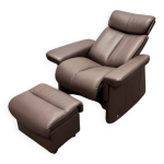 Fauteuil stressless magic - ekornes avec pouf - cuir marron Fauteuil stressless magic - ekornes avec pouf - cuir marron