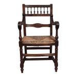Fauteuil style renaissance en bois massif, dote d un dossier  colonnettes