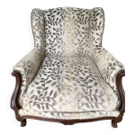 Fauteuil tapissier bergère ancienne à oreilles Fauteuil tapissier bergère ancienne à oreilles