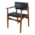 Fauteuil en teck et cuir danois du milieu du sicle, annes 1970