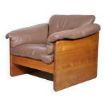 Fauteuil en teck massif et cuir par mikael laursen, annes 1970