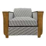Fauteuil tulipe convertible en lit époque art déco en bois clair Fauteuil tulipe convertible en lit époque art déco en bois clair