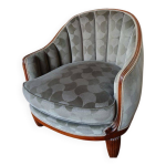Fauteuil en velours gris, anne 30