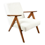 Fauteuil vintage b - 310 var blanc structurel bouclé années 1970 Fauteuil vintage b - 310 var blanc structurel bouclé années 1970