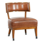 Fauteuil vintage / chaise cocktail en cuir de peau de mouton