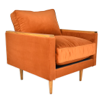 Fauteuil vintage cube restaur, annes 1970, velours roux