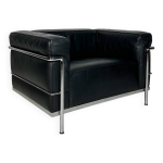 Fauteuil vintage en cuir lc3 par le corbusier & charlotte perriand - cassina