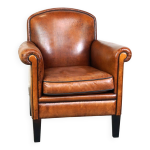 Fauteuil vintage en cuir de mouton / fauteuil design avec un look magnifique