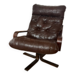 Fauteuil vintage en cuir scandinave 1960