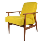 Fauteuil vintage original ��fox��, designer henry lis, ann�es 1970, enti�rement restaur�, jaune