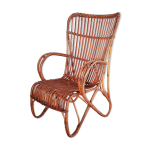 Fauteuil vintage en rotin et bambou pour rohe noordwolde 1950