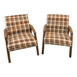 Fauteuils vintage de style scandinave tissu écossais années 60 Fauteuils vintage de style scandinave tissu écossais années 60
