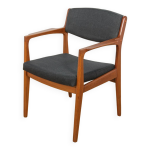 Fauteuil vintage en teck et cuir par erik buck pour rum mbelfabrik, danemark 1960