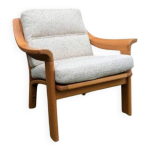 Fauteuil vintage en teck et laine de poul jeppesen Fauteuil vintage en teck et laine de poul jeppesen