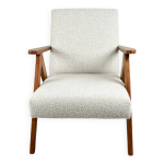 Fauteuil vintage en tissu bouclé blanc ivoire modèle b - 310, années 1970 Fauteuil vintage en tissu bouclé blanc ivoire modèle b - 310, années 1970