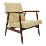 Fauteuil vintage vert en tissu à motifs modernes du milieu du siècle, années 1970, pologne Fauteuil vintage vert en tissu à motifs modernes du milieu du siècle, années 1970, pologne