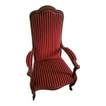 Fauteuil voltaire carmin et or