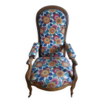 Fauteuil voltaire cr�maill�re, roulettes et fauteuil crapaud tissu assorti